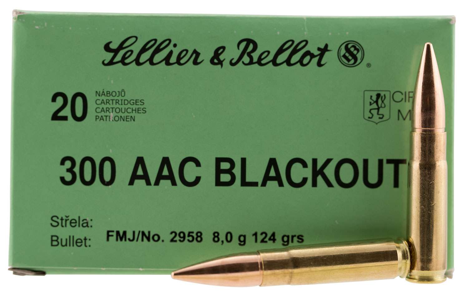 Sellier & Bellot 300BLKA Rifle  300 Blackout 124 gr Full Metal Jacket 20 Bx-img-1