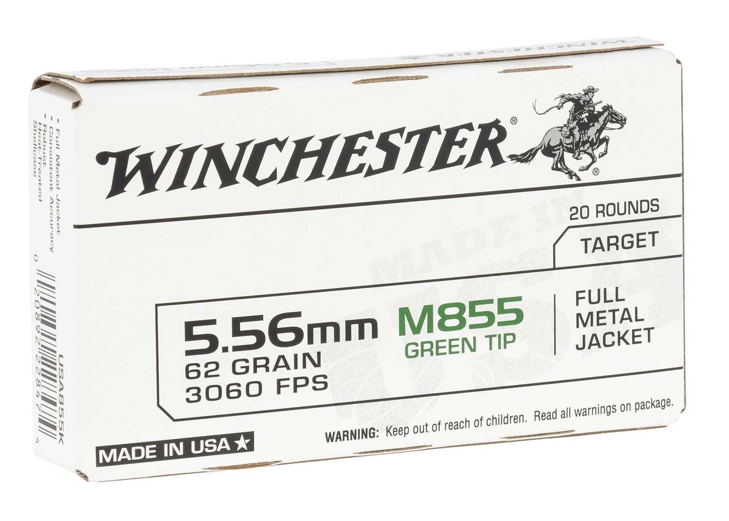 Winchester Ammo USA855K USA  5.56x45mm NATO 62 gr Full Metal Jacket Lead Co-img-1